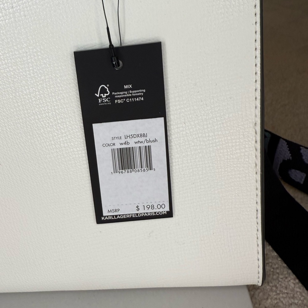 NWT Karl Lagerfeld Paris Maybelle Crossbody Bag White Faux Leather Patch - Picture 5 of 11
